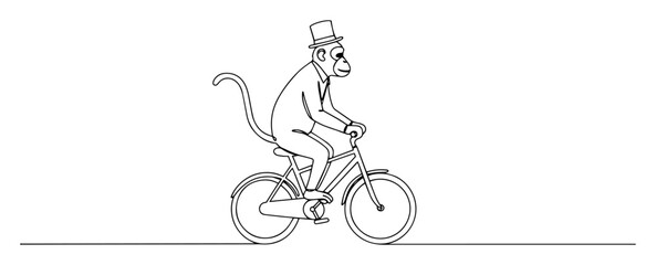 monkey in a hat riding a bicycle © Wieslaw