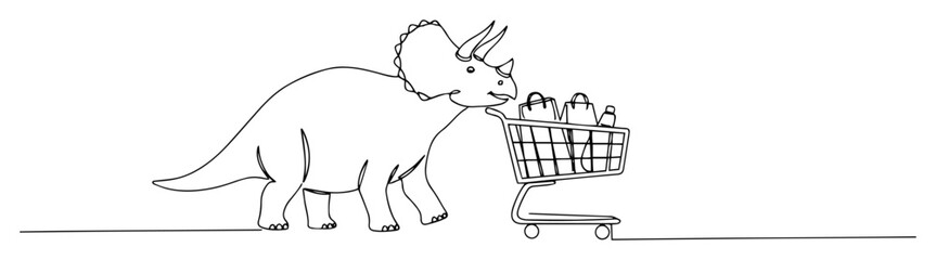 triceratops pushing a shopping cart © Wieslaw