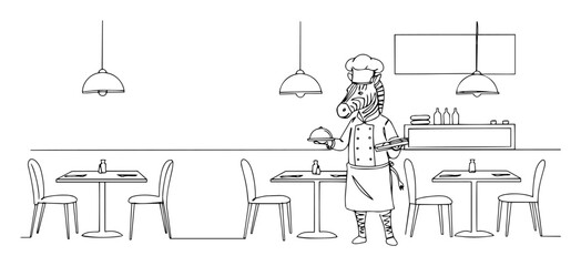 zebra chef in a restaurant interior © Wieslaw