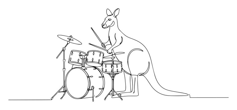 kangaroo playing a drum set