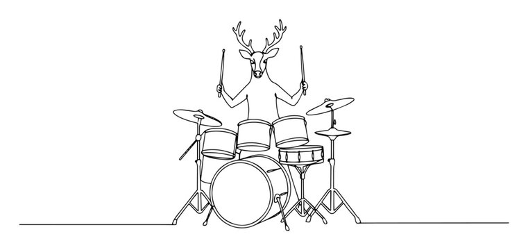 deer playing a drum set