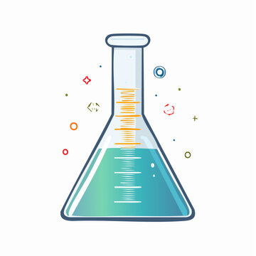 Erlenmeyer Flask with Blue Liquid and Measurement Markings