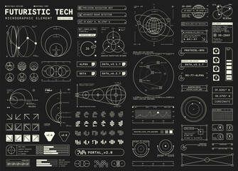 Set of element Micrographic Futuristic UI Cyber Futuristic technology Collection