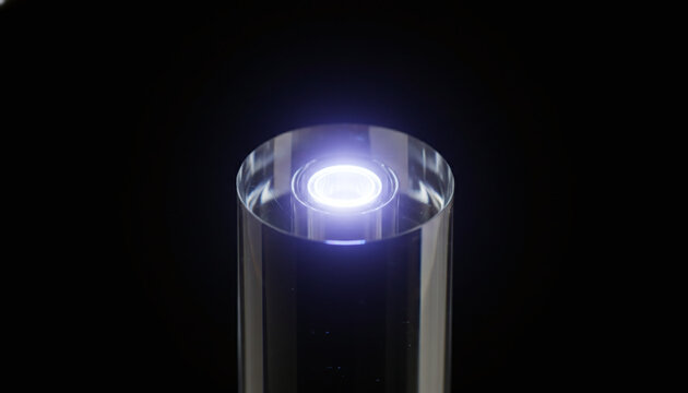 Optical fiber glass preform rod cross section with glowing central core