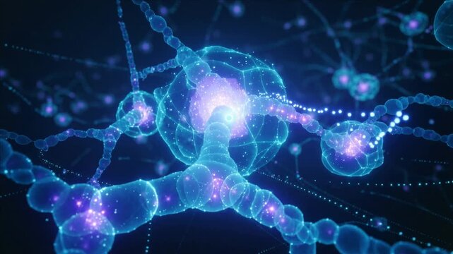 3D Illustration of Nervous System Cells with Synapses and Neural Connections