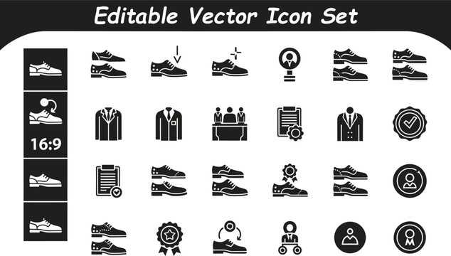 Professional business suit and corporate apparel icons with suit jacket business clothing