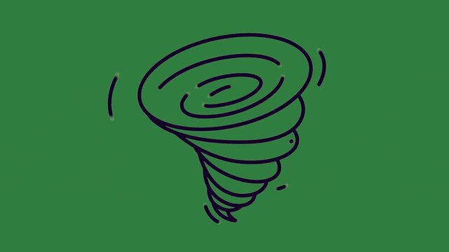 Drawing Tornado Illustration Animated Green Screen Chroma Key