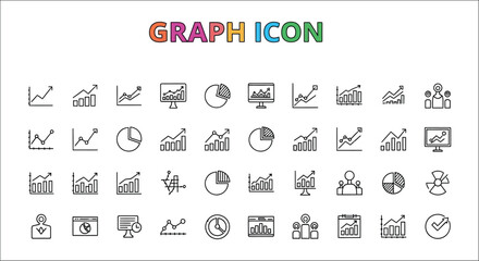 Collection Of Business related Flat Line Icons On White Background © Icon Zone