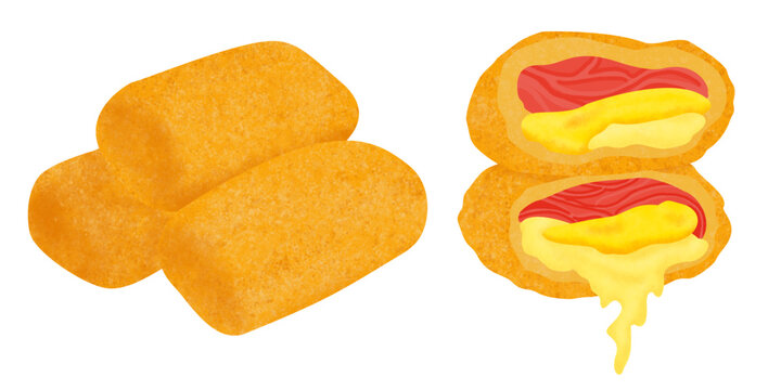 Traditional Indonesian Savory Snack Illustration &ndash; Risol Mayones (Mayonnaise Filled Fried Roll), Crispy Indonesian Street Food, Authentic Snack Food Artwork