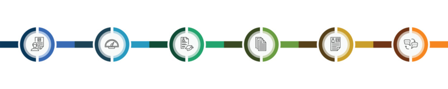 human resources icon set with cv, balanced scorecard, curriculum vitae, dialogue signs in flat outline style