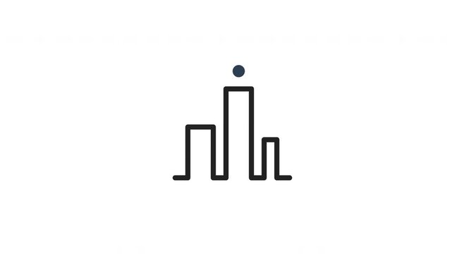 Clean and modern monoline illustration of a cityscape or data chart, featuring a prominent peak with a target dot, symbolizing achievement, aspirations, and progress