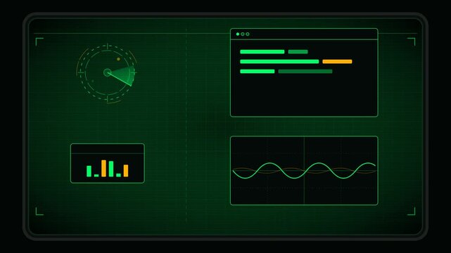  Old computer terminal screen Green Code 4K