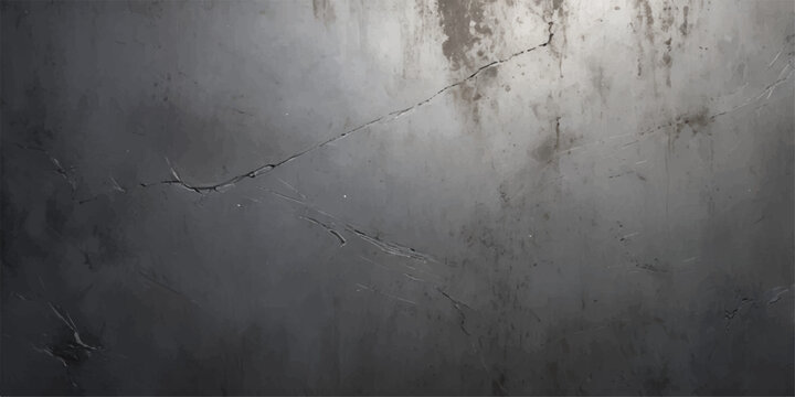 A dark vintage grunge metal and concrete wall texture featuring an aged gray rough surface with a dirty patterned design on old industrial stone