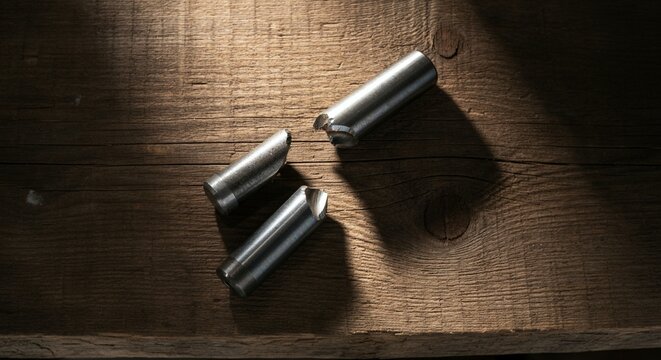 Flat lay directly overhead view cleanly snapped solid steel masonry.