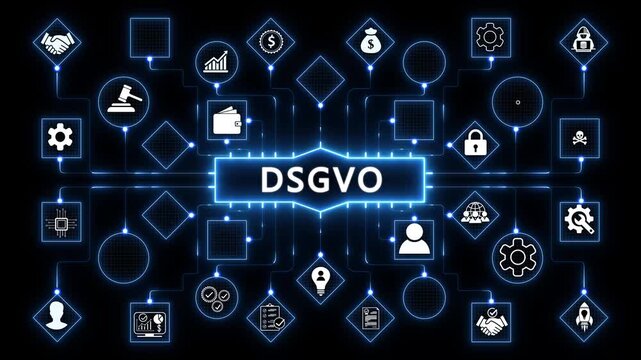 DSGVO inscription, Cybersecurity concept NFT, Non-Fungible Token, metaverse concept background. the future of user experience, journey and technology concept, digital screen interface.
