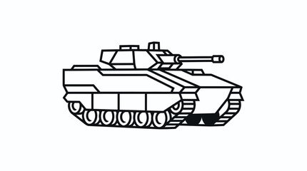 Military Tank Vector Icon - Outline Drawing of Armored Vehicle © Aziz