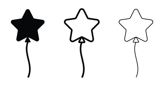 Star shaped balloons on strings in black and white Vector