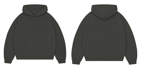 Ash Gray Oversized Hoodie Mockup Front and Back for Streetwear Branding © Drip