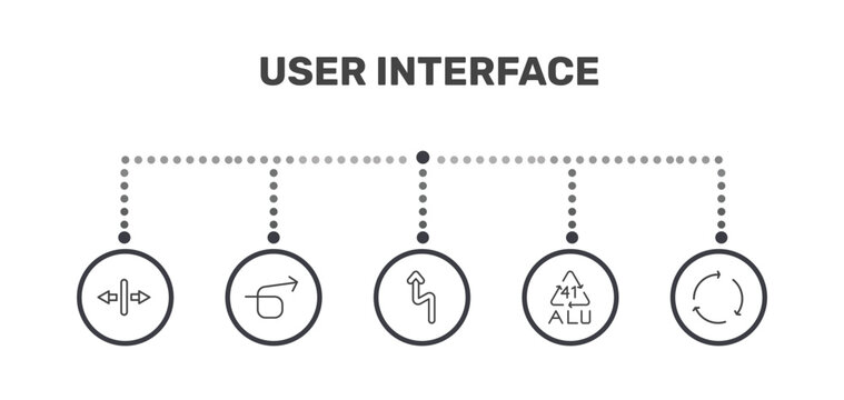 user interface icon set with increasing, right loop arrow, 41 alu, looping arrows signs in flat outline style