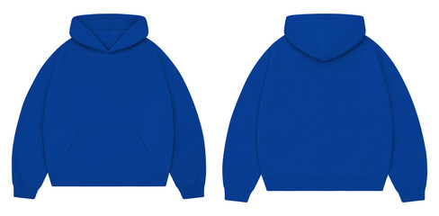 Blue Oversized Hoodie Mockup Front and Back for Streetwear Branding © Drip