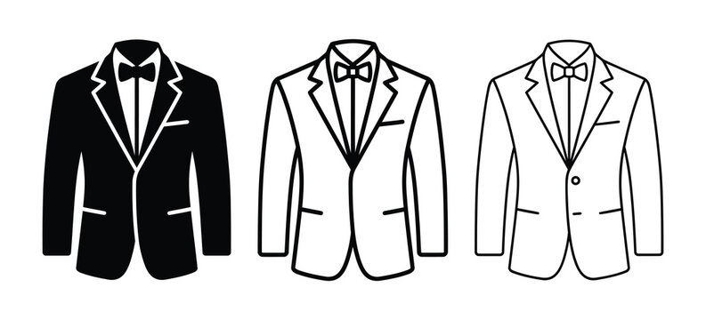 Tuxedo jackets in black white and gray Vector