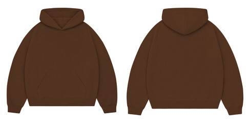 Brown Oversized Hoodie Mockup Front and Back for Streetwear Branding © Drip
