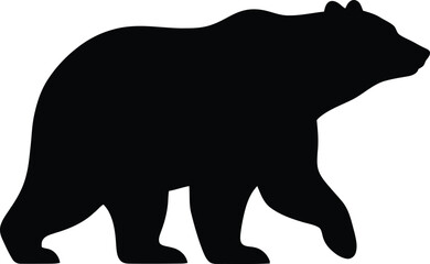 Bear Silhouette in Black with Simple Vector-Like Shape and Sharp Paws, Isolated on White Background for Wildlife Icon Use © Hridoy