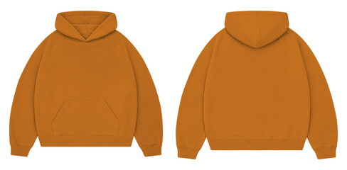 Burnt Orange Oversized Hoodie Mockup Front and Back for Streetwear Branding © Drip