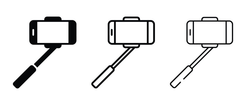 Smartphone selfie stick icons Vector