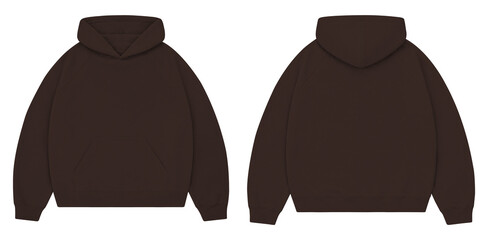 Dark Brown Oversized Hoodie Mockup Front and Back for Streetwear Branding © Drip