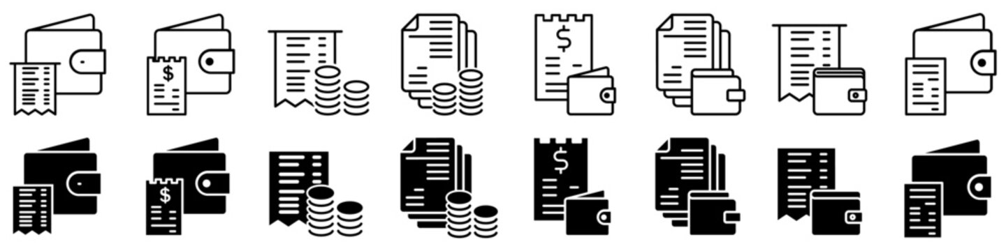 Receipt icon vector set. Invoice illustration sign collection. Claim check symbol. Cashier check logo.
