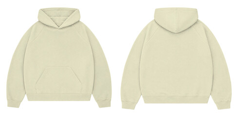 Ivory Cream Oversized Hoodie Mockup Front and Back for Streetwear Branding © Drip