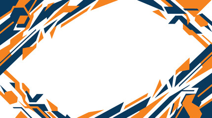 Fototapeta premium Sleek Abstract Geometric Frame Design featuring Dynamic Blue and Orange Angular Shapes, Ideal for Modern Digital Backgrounds, Technology Concepts, or Sporty Branding