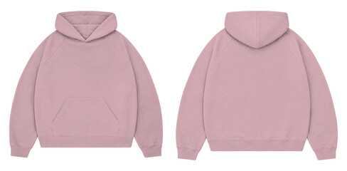 Light Pink Oversized Hoodie Mockup Front and Back for Streetwear Branding © Drip