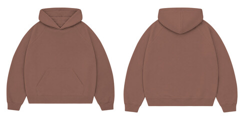 Mocha Brown Oversized Hoodie Mockup Front and Back for Streetwear Branding © Drip