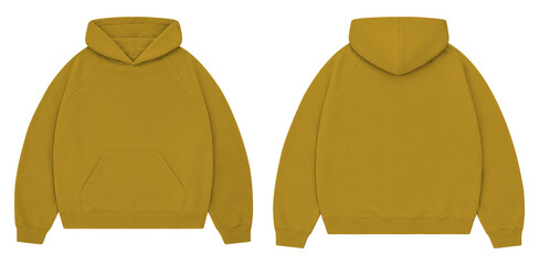 Mustard Yellow Oversized Hoodie Mockup Front and Back for Streetwear Branding © Drip