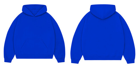 Royal Blue Oversized Hoodie Mockup Front and Back for Streetwear Branding © Drip