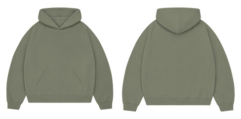 Sage Green Oversized Hoodie Mockup Front and Back for Streetwear Branding © Drip