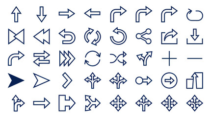 Fototapeta premium Collection of Arrow Icons - Directional Symbols and Navigation Signs