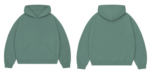 Teal Green Oversized Hoodie Mockup Front and Back for Streetwear Branding © Drip