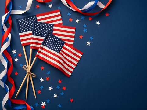 Jul 4 independence day usa patriotic flags and festive decorations