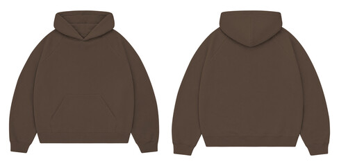 Walnut Brown Oversized Hoodie Mockup Front and Back for Streetwear Branding © Drip
