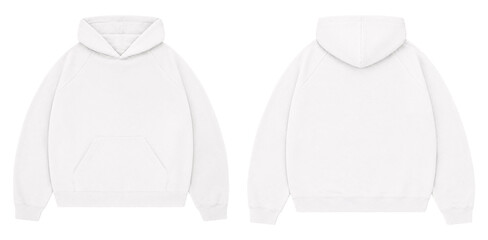 White Oversized Hoodie Mockup Front and Back for Streetwear Branding © Drip
