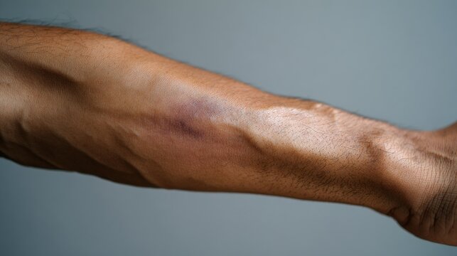 stock photo, subtle bruise on forearm as the main object