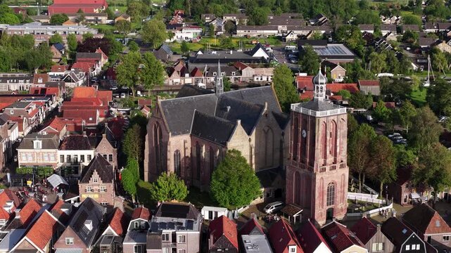 Aerial View of Saint Gertrude Church Tower in Workum