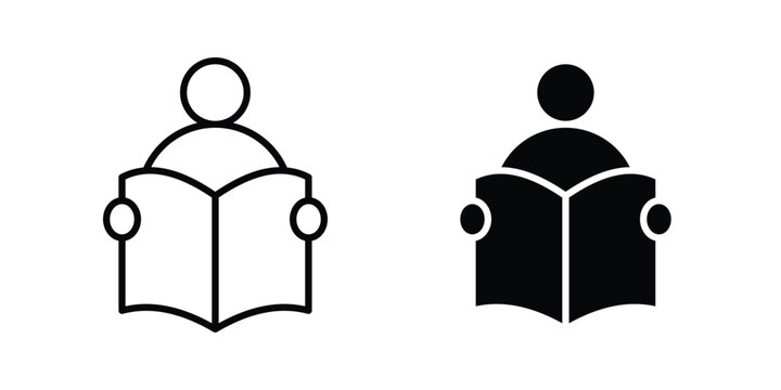 Book open reader icon outline icons collection. Flat icons