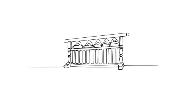 Minimalist Line Art of a Traditional Gamelan Slenthem Musical Instrument