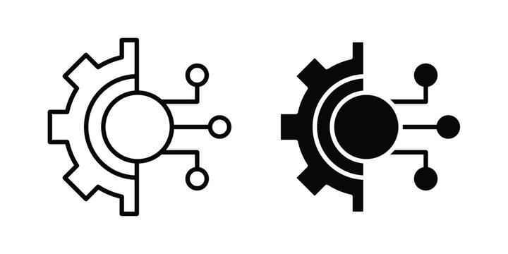 Digital transformation icon outline icons collection. Flat icons