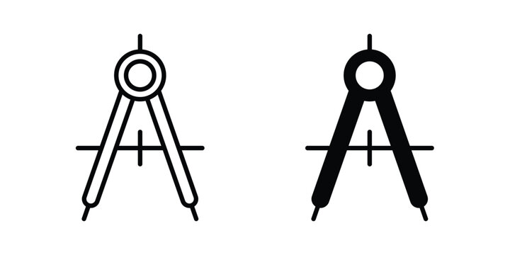 Drafting compass icon outline icons collection. Flat icons