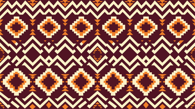 Tribal geometric seamless pattern background in Aztec style